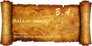Balics Amadé névjegykártya